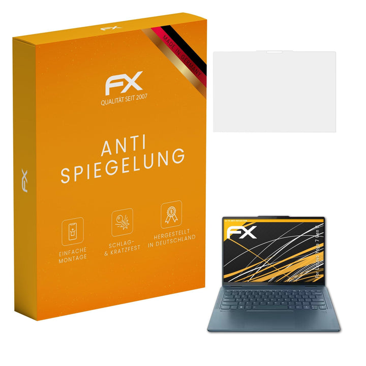 atFoliX Panzerfolie kompatibel mit Lenovo Yoga 7 Gen 8 Schutzfolie, entspiegelnde und stossdämpfende