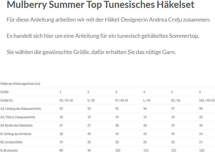 SparWolle Bobbel Mulberry Summer Top Tunesisches Häkelset, 2 Bobbel mit Anleitung (3 / M / 40-42, MU