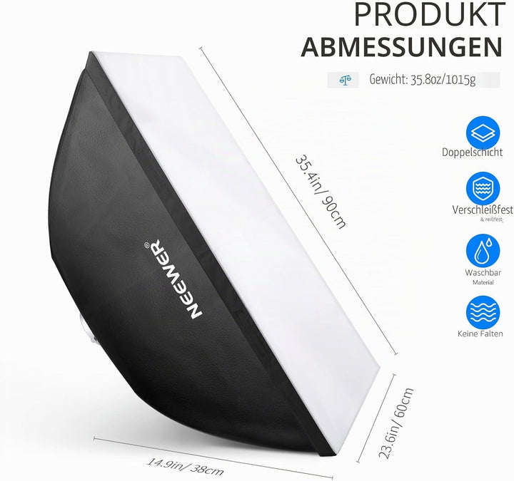 NEEWER 60 x 90cm rechteckiger Softbox-Diffusor für weiches Licht, kompatibel mit NEEWER S101-300W/40
