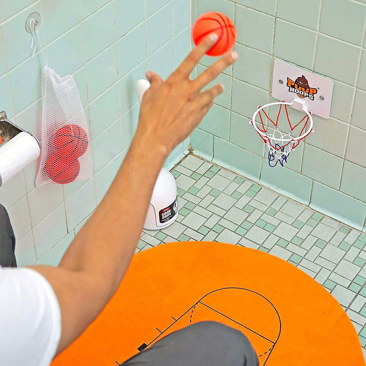 WC-Basketball-Set | Komplettset | Toiletten-/WC-Set | Premium-Qualität | 1 Teppich | 1 Korb mit Saug