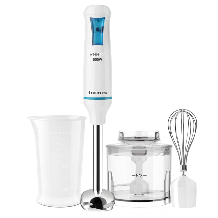 Taurus Stabmixer-Set | ROBOT 500 PLUS INOX | 20 Geschwindigkeitsstufen | 500 W | Elektrisch | inklus