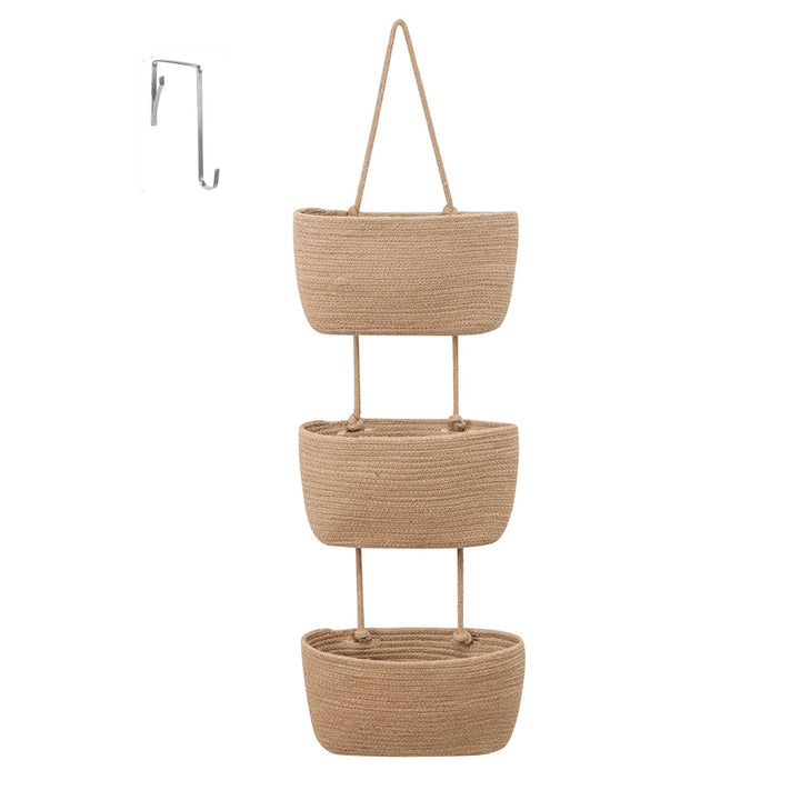 3-Tier Baumwolle Seil Gewebt Wall-Mounted Veranstalter, Hängeorganizer Tür Wand Organizer, Organizer