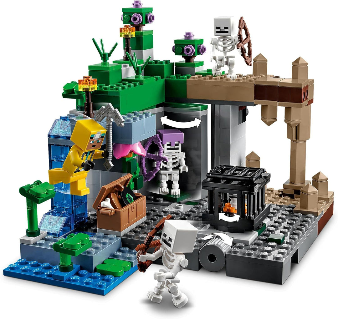 LEGO Minecraft Das Skelettverlies, Set mit Höhlen, Skelettfiguren, feindlichen Kreaturen und Zubehör