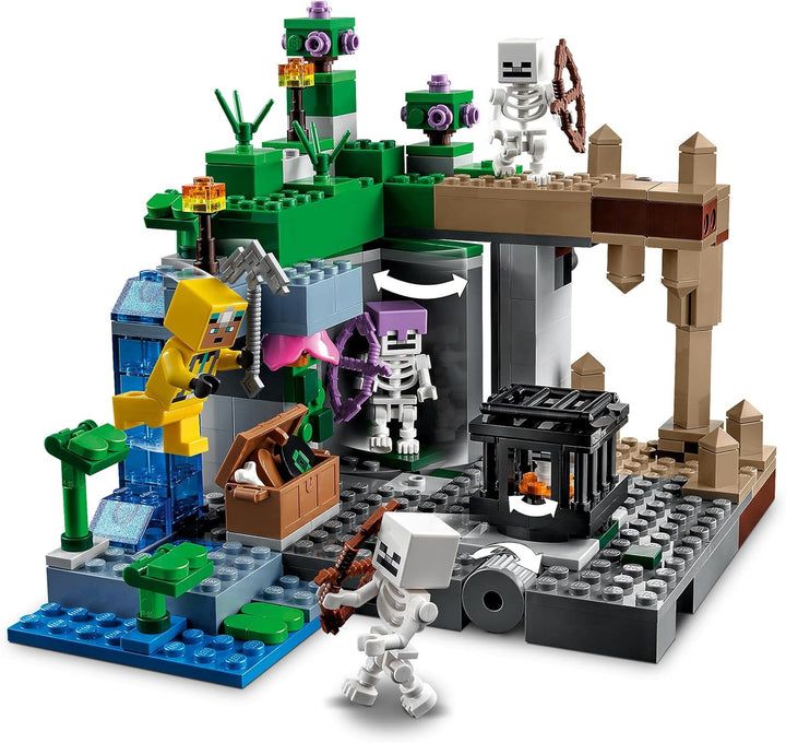 LEGO Minecraft Das Skelettverlies, Set mit Höhlen, Skelettfiguren, feindlichen Kreaturen und Zubehör