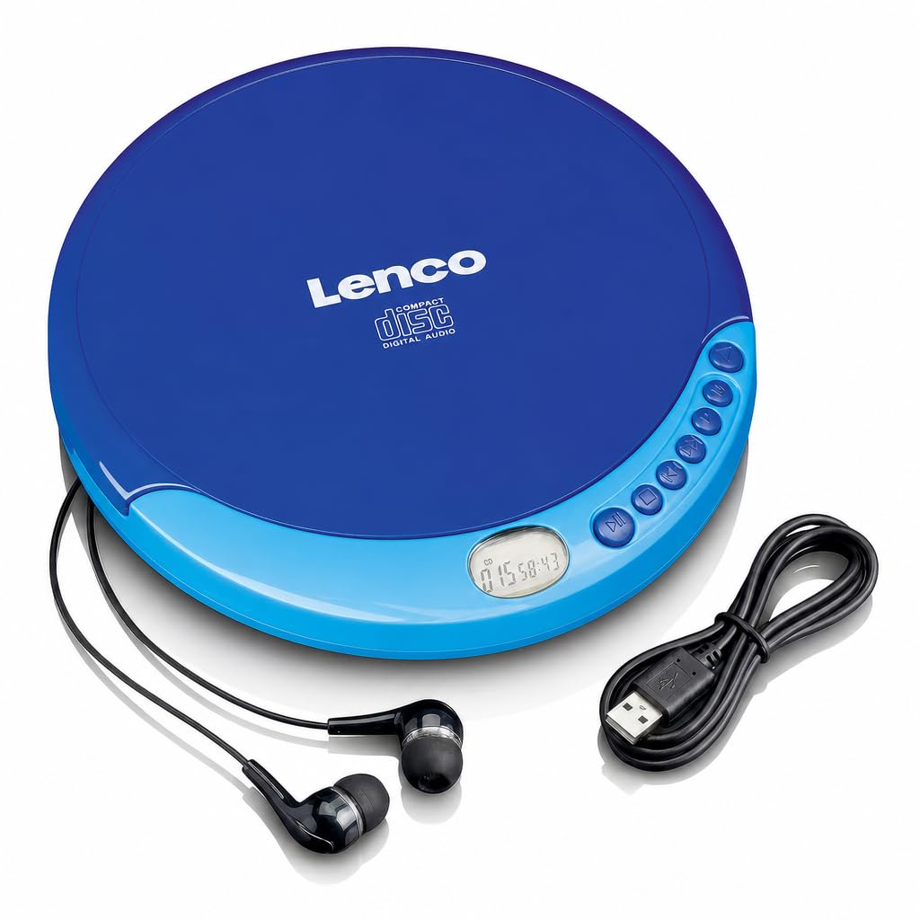 Lenco CD-011 - Tragbarer CD-Player Walkman - Diskman - CD Walkman - Mit Kopfhörern und Micro USB Lad