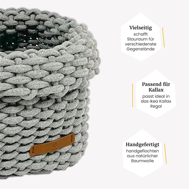Frihet® Geflochtener Baumwoll-Aufbewahrungskorb für KALLAX Regal | Stilvolle Ordnung und praktische