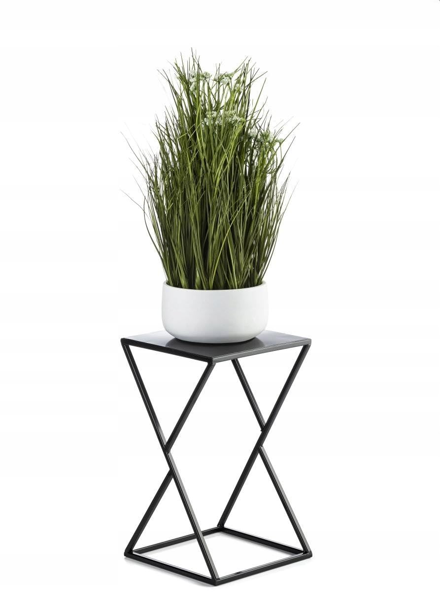 HowHomely Blumenständer Metall 40 x 24 cm - Solider und Minimalistischer Blumenhocker - Schwarz Pfla