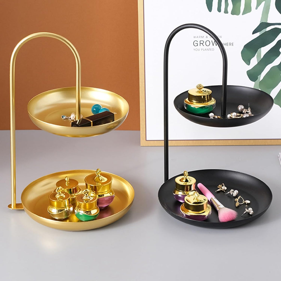 2-stöckiger Obstkorb, Eisen-Obst-Serviertablett, Wasserdicht, Mehrstöckig, Aufbewahrungsplatte, Serv