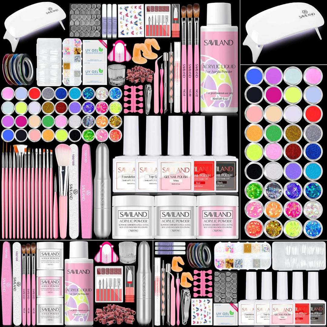 Acryl Nagelset Nagelstudio Set mit Nagelfräser und UV Lampe für Gelnägel , Acrylpulver mit Acryl Liq