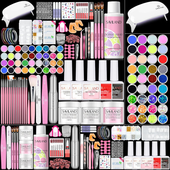 Acryl Nagelset Nagelstudio Set mit Nagelfräser und UV Lampe für Gelnägel , Acrylpulver mit Acryl Liq