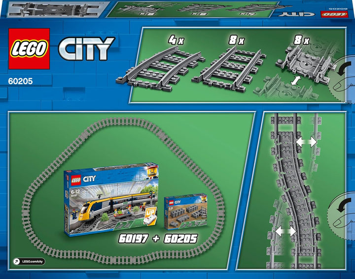 LEGO 60205 City Schienen, 20 Stück, Erweiterungsset für Kinder, Jungen und Mädchen, Spielzeug Set 26