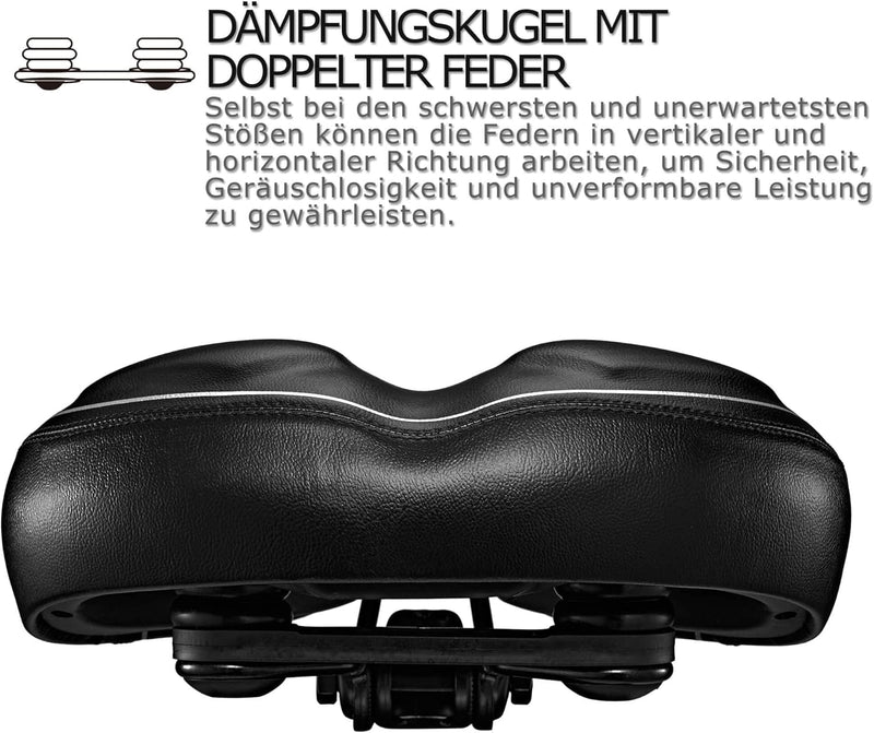 DAWAY Übergrosser Bequemer Fahrradsattel City - C40 Extra Weicher Schaum gepolstert Fahrrad Sattel f