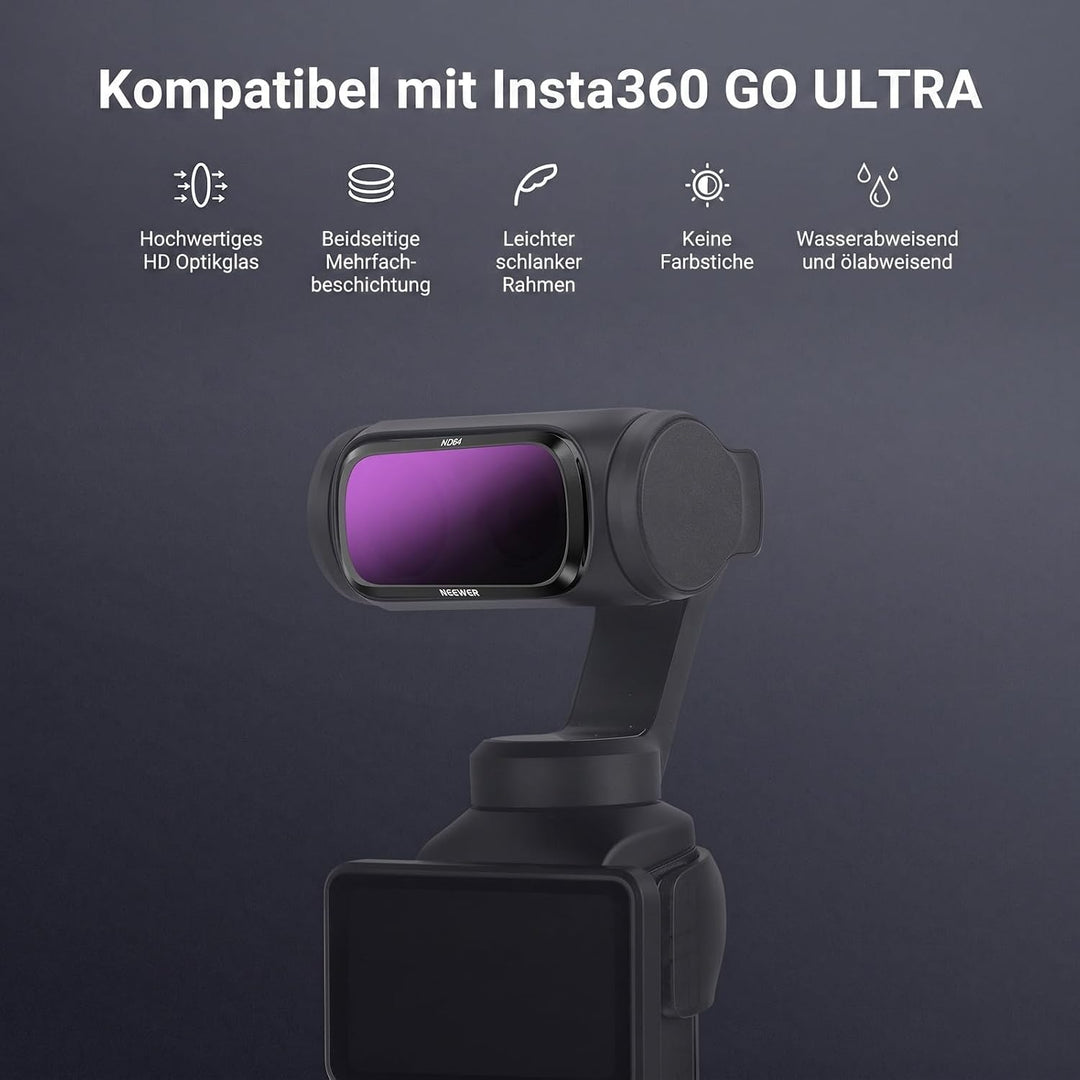 NEEWER ND Filter Set kompatibel mit Insta360 Luna Ultra nur, ND8 + ND16 + ND32 + ND64 HD Graufilter