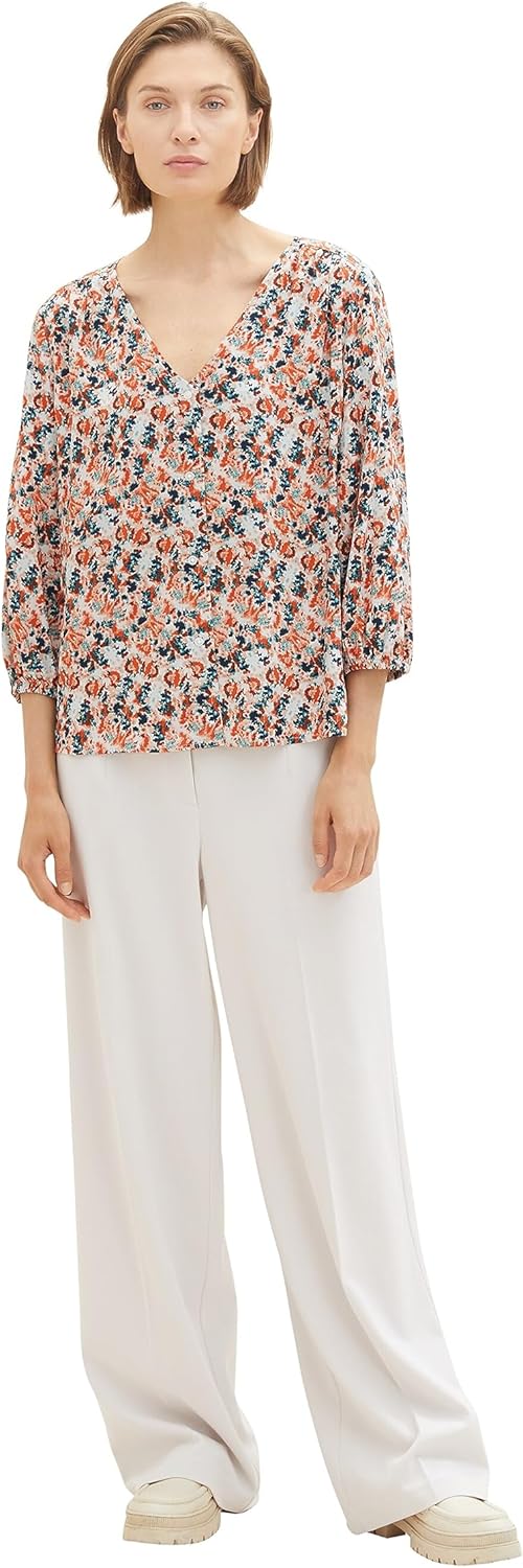 TOM TAILOR Damen Bluse mit Muster 34 32369 - Small Grey Tie Dye Floral, 34 32369 - Small Grey Tie Dy