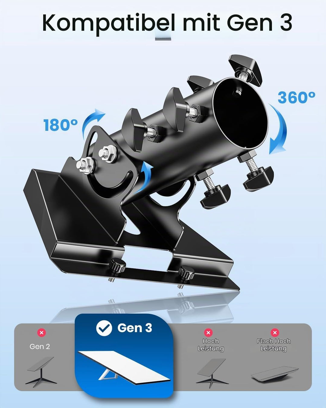 Starlink Gen 3 Halterung, Starlink Gen 3 Rohradapter 360° Verstellbarer Starlink Mast Halterung für