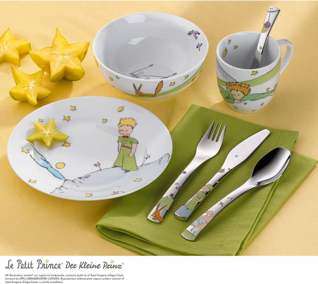 WMF Der kleine Prinz Kinder Geschirrset 6-teilig, Kindergeschirr mit Kinderbesteck Edelstahl, ab 6 J