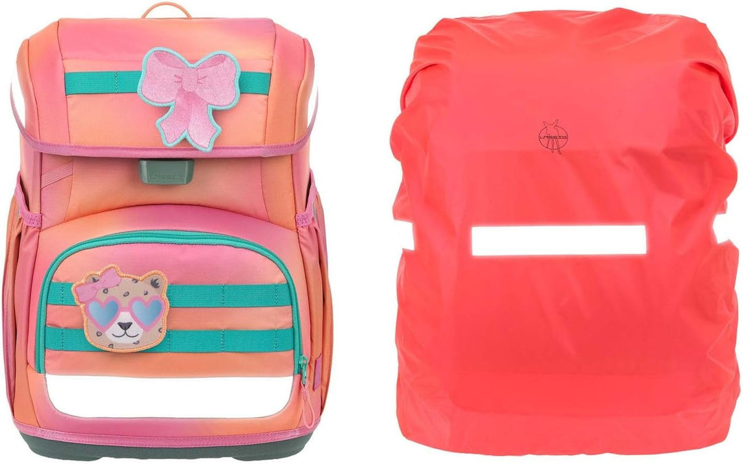 LÄSSIG Schulranzen Regenhülle Light Unique School Set 7-teilig Sunset Pink apricot