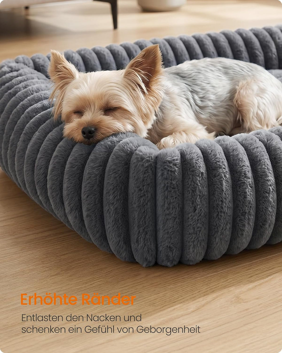 Feandrea Hundebett, mittelgrosses orthopädisches Hundekörbchen, Hundekissen waschbar, Flauschige Hun