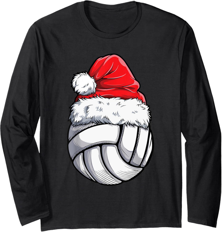 Santa Volleyball Weihnachtsmütze Lustiges Sport Volleyball Langarmshirt