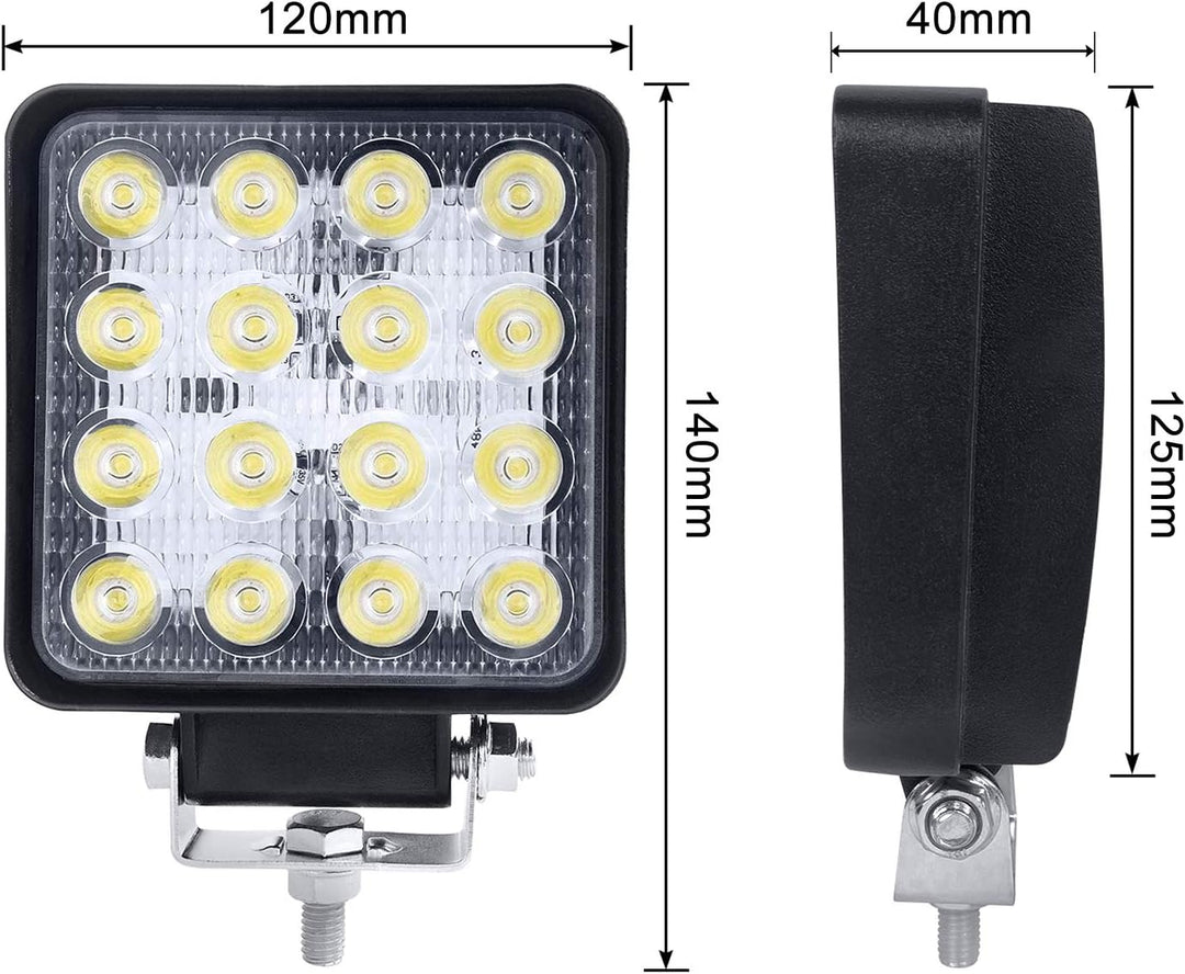 Froadp 4x 48W Offroad Scheinwerfer LED Arbeitsscheinwerfer Zusatzscheinwerfer Aussenlampen Aluminium