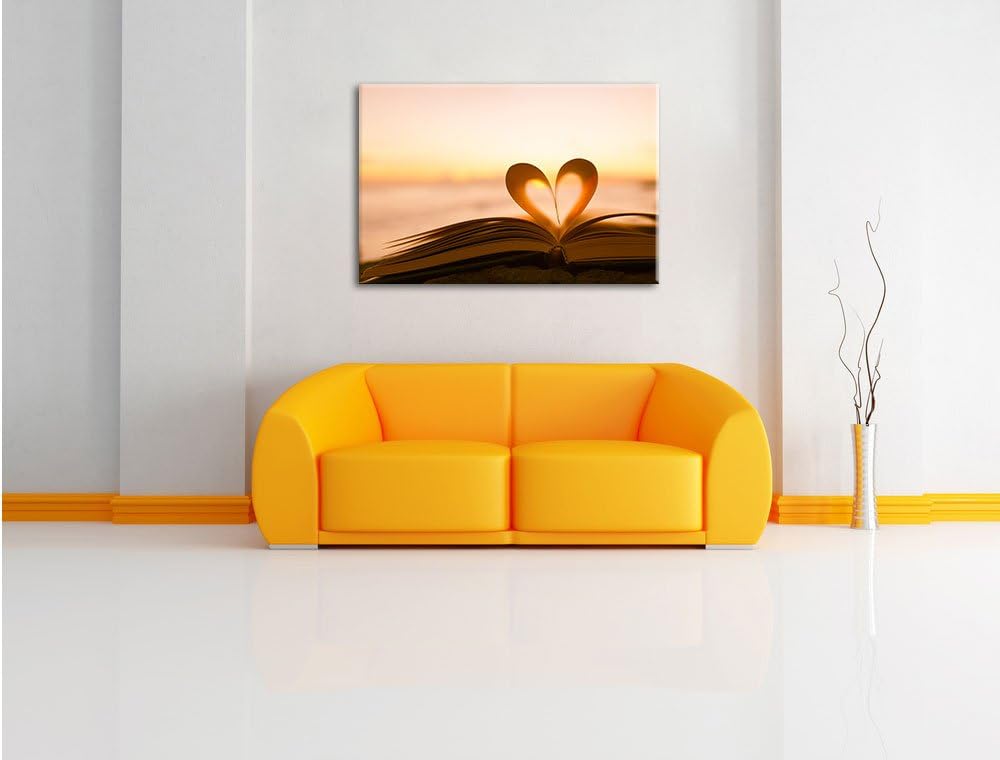Pixxprint Das Herz aus Einer Buchseite, Format: 100x70 auf Leinwand, 100x70