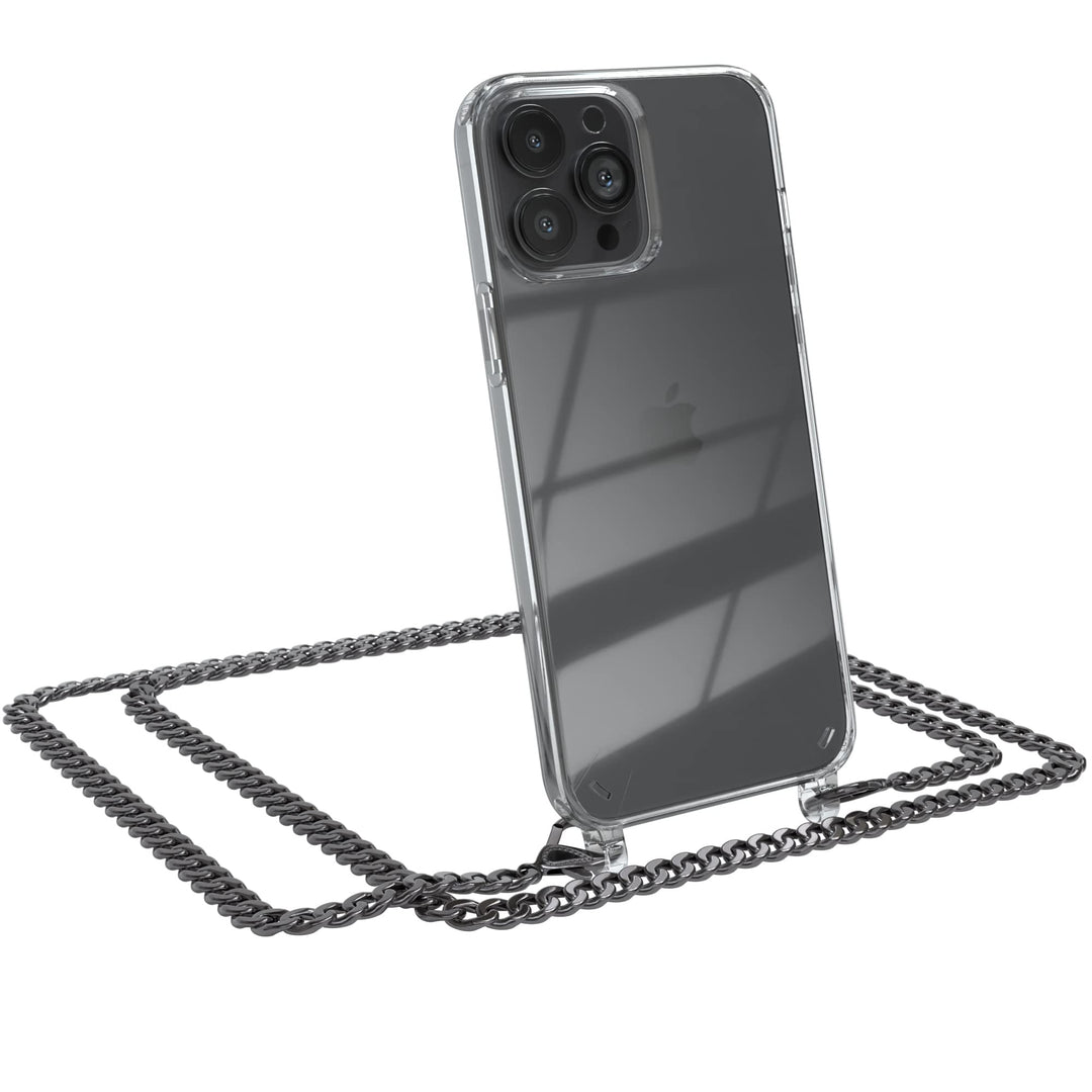 EAZY CASE Handykette kompatibel mit iPhone 13 Pro Max Handyhülle mit Metall Umhängeband und Ersatz K