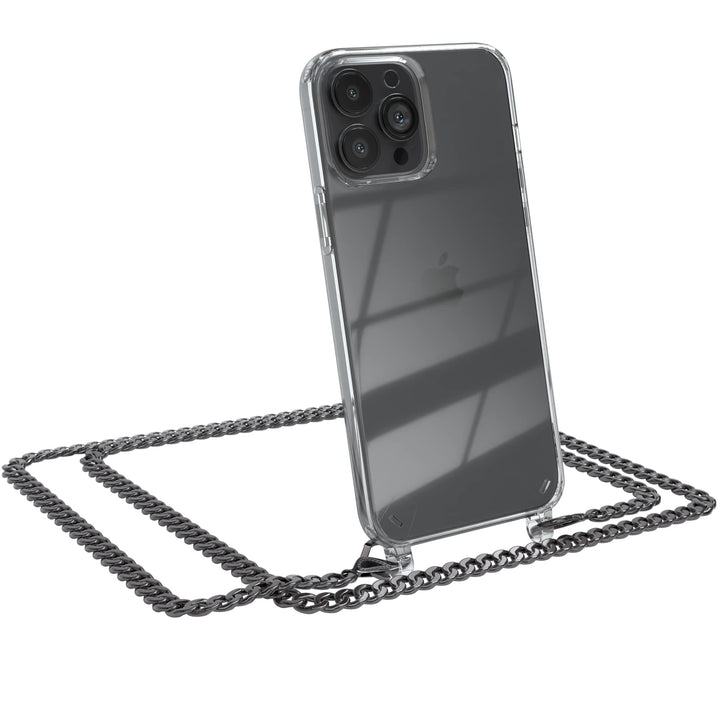 EAZY CASE Handykette kompatibel mit iPhone 13 Pro Max Handyhülle mit Metall Umhängeband und Ersatz K