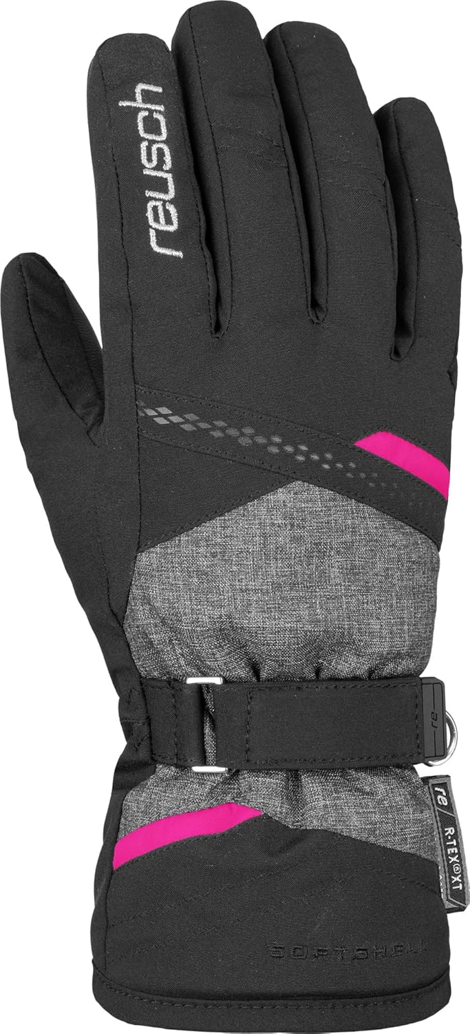 Reusch Hannah R-TEX® XT Blck/Blck Melang/Pink Glo 8.5, Blck/Blck Melang/Pink Glo 8.5