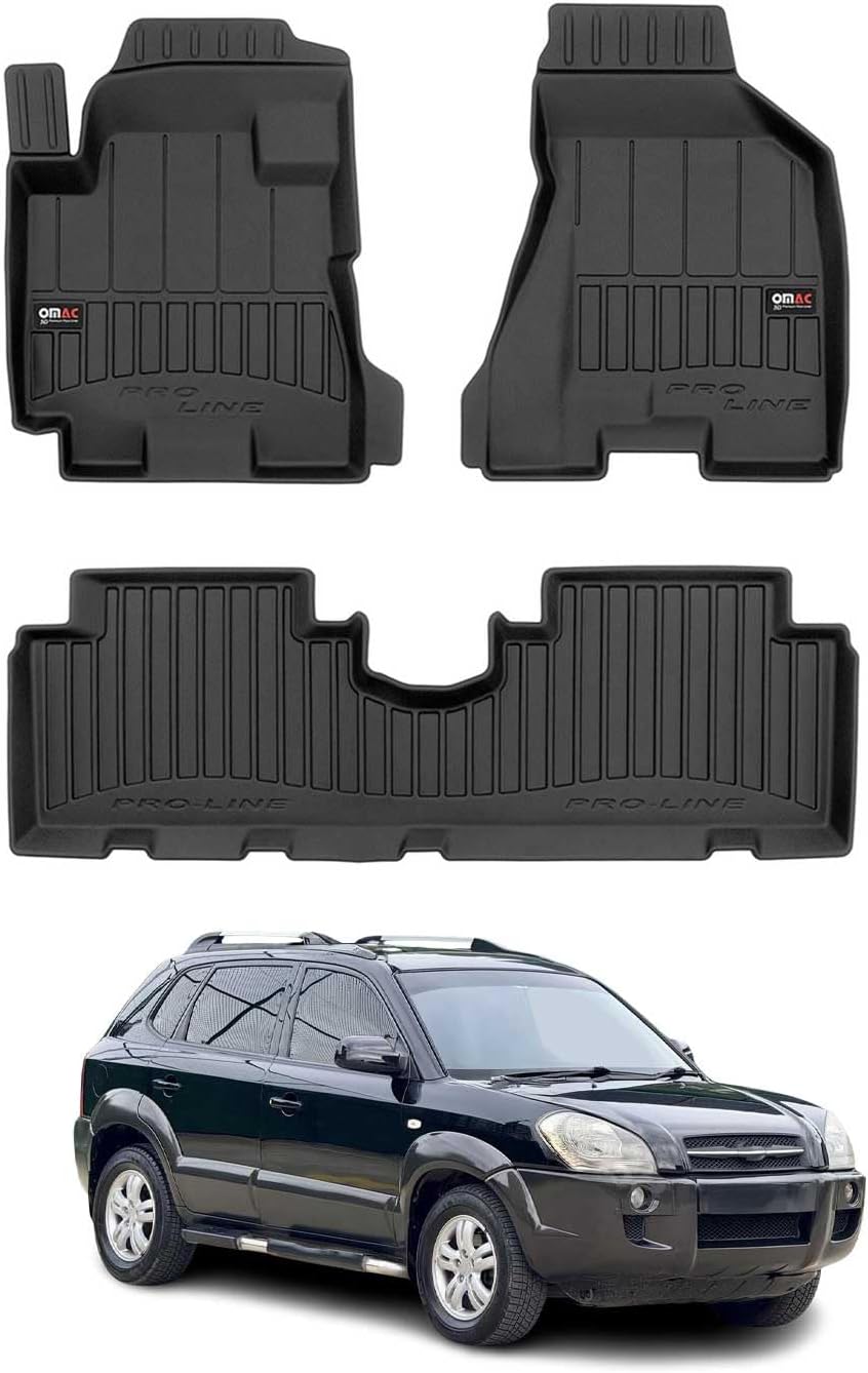 OMAC Gummi Fussmatten kompatibel mit Hyundai Tucson 2004-2010 Premium TPE Automatten 3tlg Fussmatten