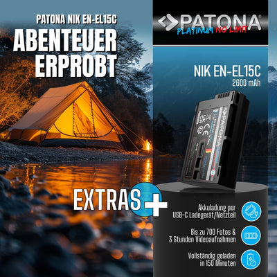 PATONA Platinum EN-EL15c USB Kamera Akku (2600 mAh) mit direkt USB Eingang (USB-c) 1363 - Kompatibel