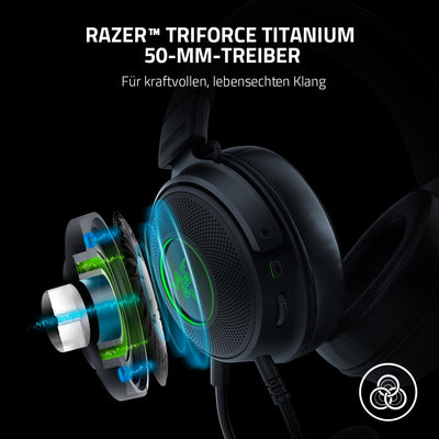 Razer Kraken V3 Hypersense - Kabelgebundenes USB-Gaming-Headset mit haptischer Technologie (TriForce