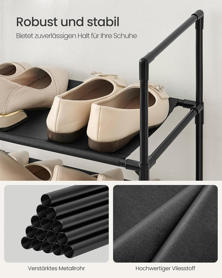 SONGMICS Schuhregal, 10 Ebenen, Schuhablage, Schuhaufbewahrung, schmal, 28 x 83 x 173 cm, Metallgest