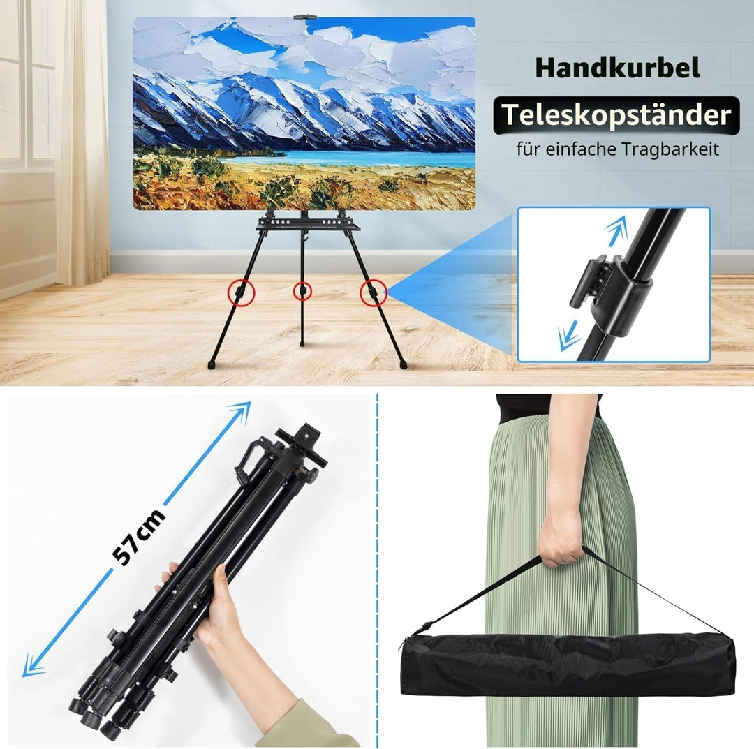 VAIIGO Staffelei gross L 52-162cm, Atelierstaffelei, Künstler Staffelei, Verstellbare Staffelei, Fel