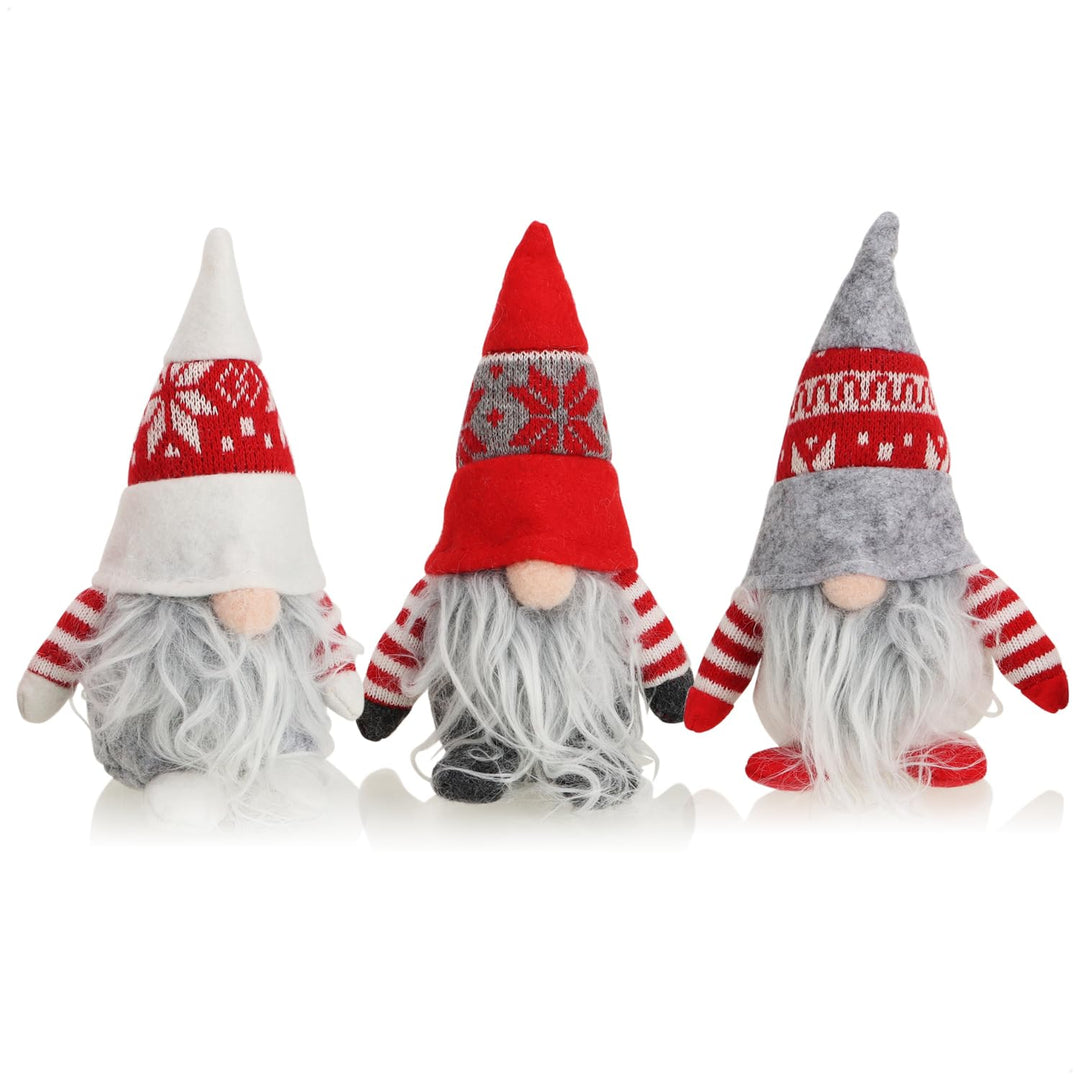 com-four® 3X Premium Weihnachts-Wichtel 18cm - winterliche Zwergen-Figur - Weihnachtsdeko - skandina