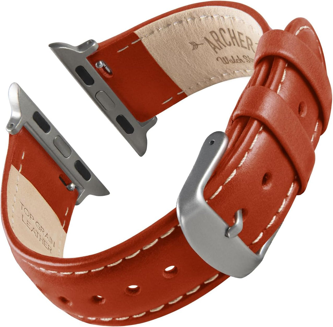 Archer Watch Straps - Uhrenarmbänder aus Hochwertigem Genarbtem Leder für Apple Watch Cognac/Naturwe