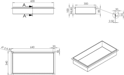 BERNSTEIN® Wandnische aus Edelstahl BS603010 randlos – 60 x 30 x 10 cm – Duschablage für Bad-Utensil