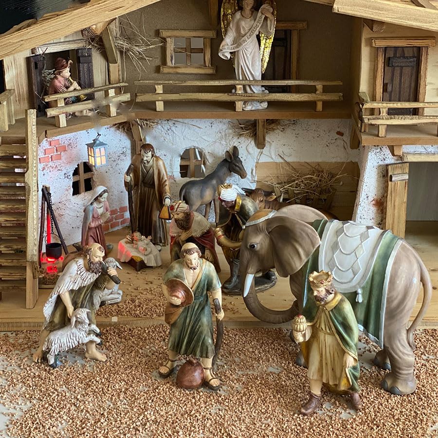 FADEDA Elefant/Höhe:15 cm/handbemalt/detailgetreue Krippen Figuren - Weihnachten Tisch Dekoration Kr