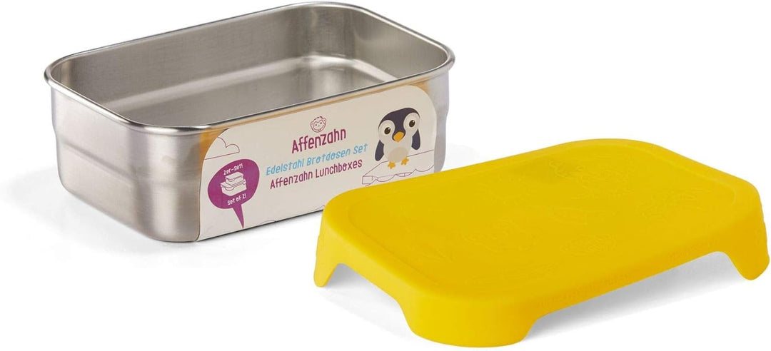 Affenzahn Edelstahl Brotdosen Set inkl. Snack-Box Silikon-Deckel BPA-frei Spülmaschinenfest Tiger, T