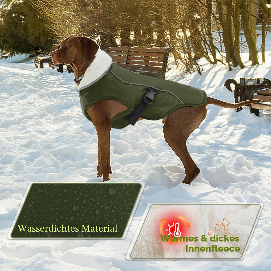 EMUST Kälteschutzmantel für Hunde, mit Fleecefutter, für kleine/mittlere Grössen, wasserabweisende,
