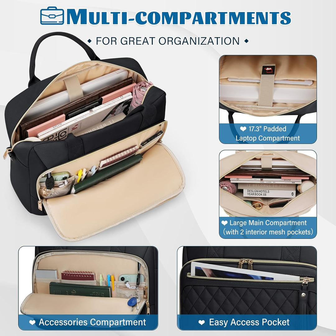 RAINSMORE Laptoptasche Damen 17,3 Zoll Laptop Aktentasche Wasserdichte | Arbeitstasche Lehrertasche