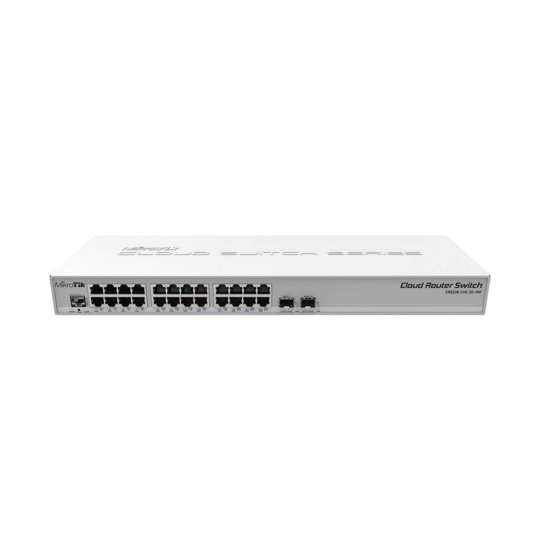 MikroTik CRS326-24G-2S+RM, 24x Gigabit Switch with 2x SFP+ Cages in 1U Rackmount Case
