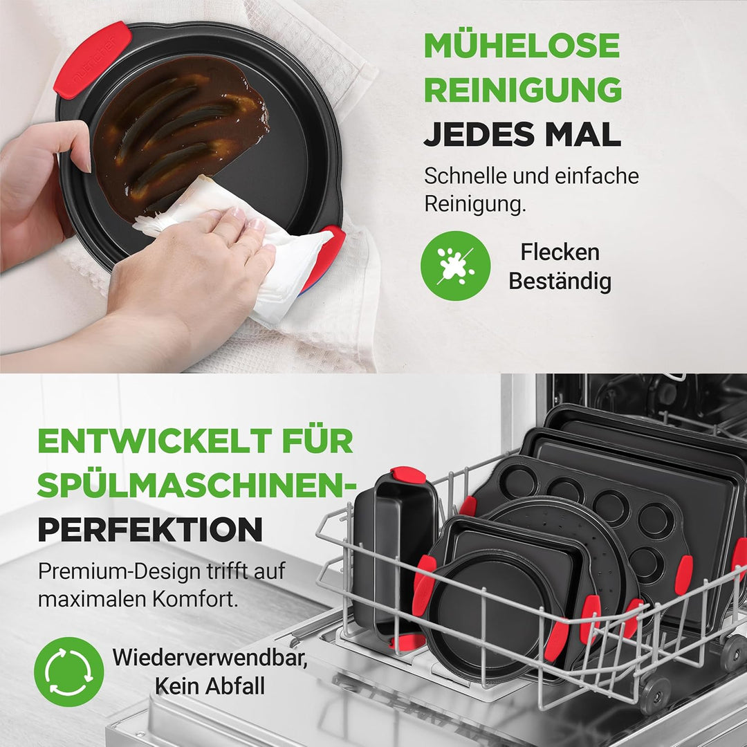 NutriChef NCSBS8S hitzeroten Silikongriffen, ofenfest, Eisen, schwarz 8 Piece Set Schwarz, 8 Piece S