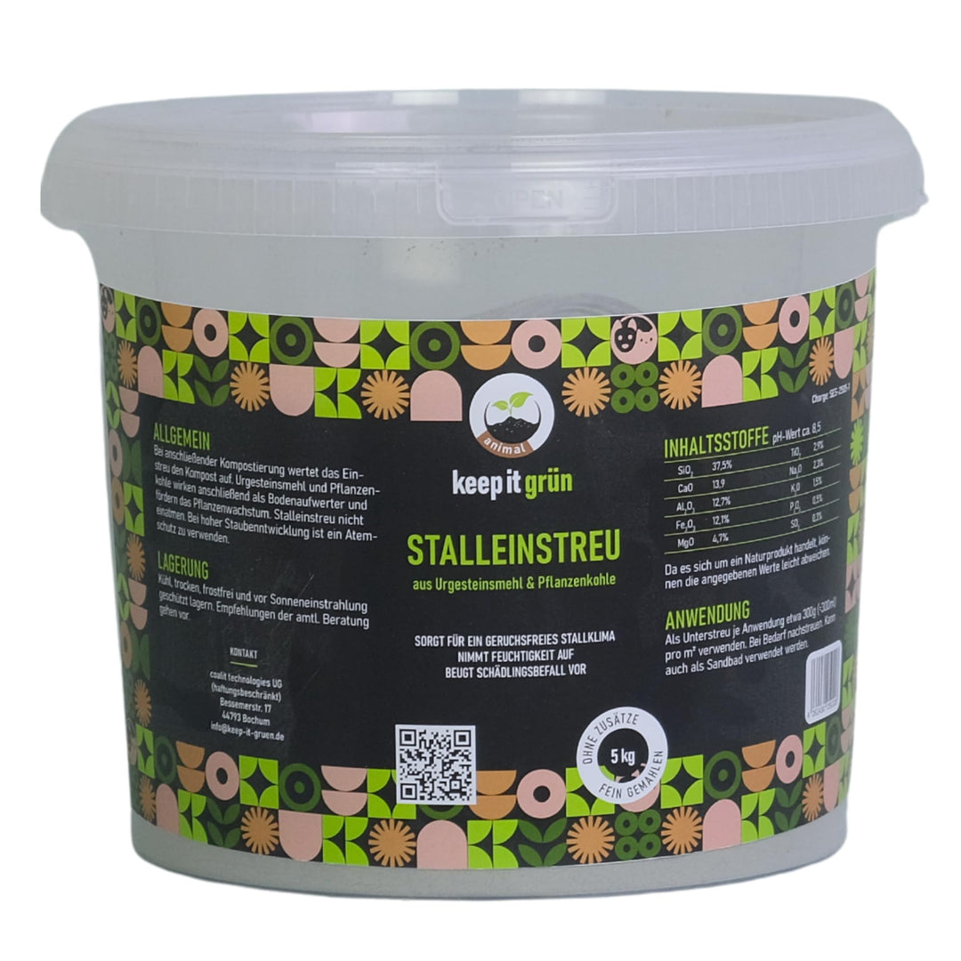 Premium Stalleinstreu (5kg) - aus Pflanzenkohle und Urgesteinsmehl - optimal für Hühner & Pferde - n