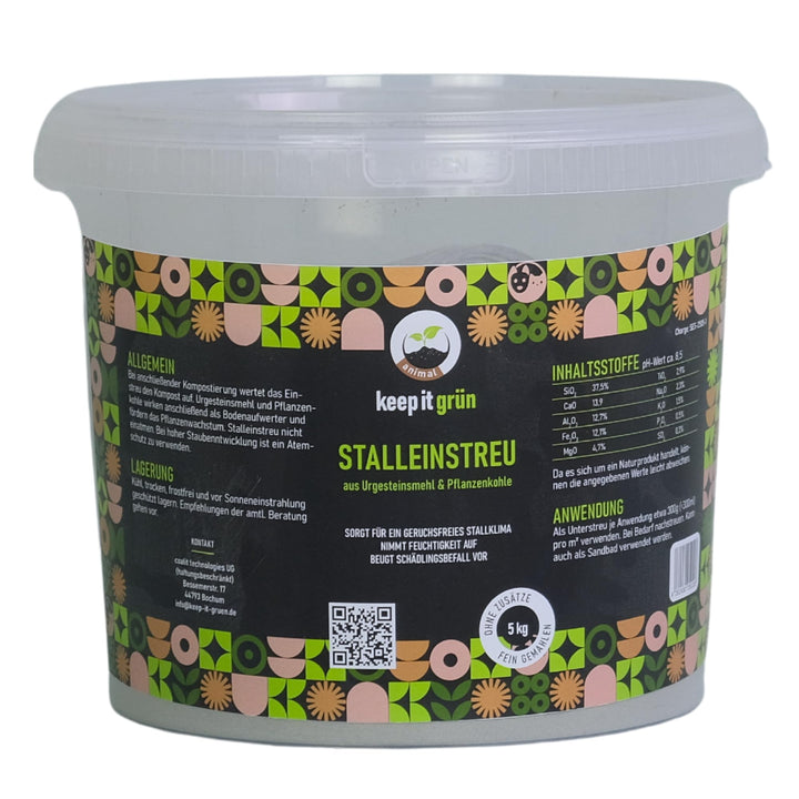 Premium Stalleinstreu (5kg) - aus Pflanzenkohle und Urgesteinsmehl - optimal für Hühner & Pferde - n