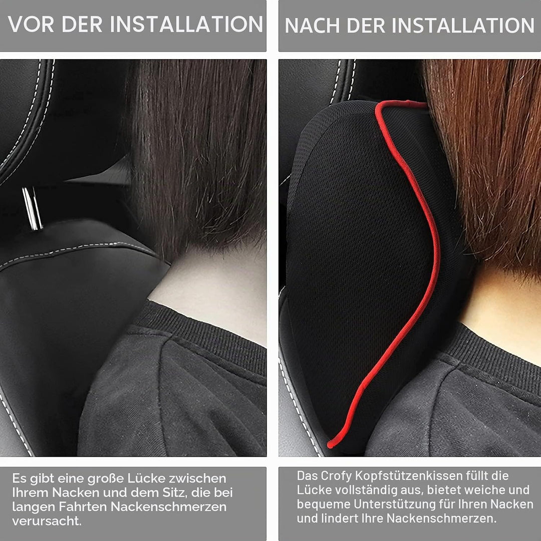 Crofy 2er-Pack Auto-Nackenkissen, weiches Auto-Kopfstützenkissen zum Fahren mit verstellbarem Gurt,