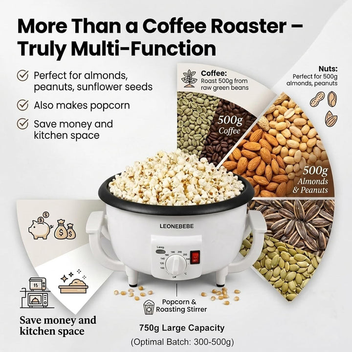 Home Kaffeeröster, Haushalt Elektrischer Kaffeebohne Baker Nuss Erdnuss Cashew Kastanien Röstmaschin