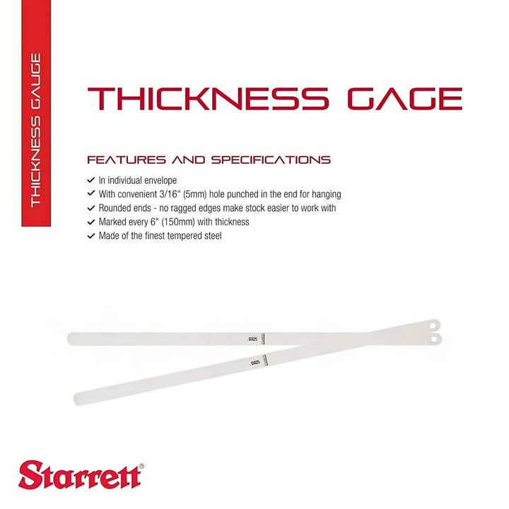 Starrett 667M-10 Stahldicken-Fühlerlehre, 0,10 mm Dicke, 12,7 mm Breite, 300 mm Länge N/A, N/A