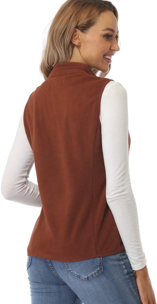 fuinloth Damen Weste Ärmellose Fleeceweste Leicht Stehkragen Weste mit Reissverschlusstaschen XS Sch