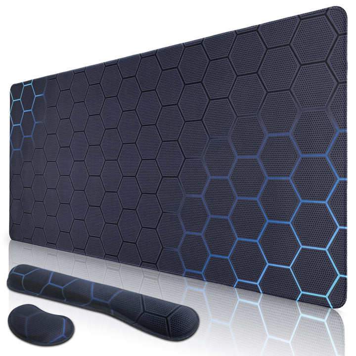 Niviy Gaming Mauspad 900x400mm mit Handauflage,Memory Foam Mousepad Ergonomisches Tastaturpad,Geomet