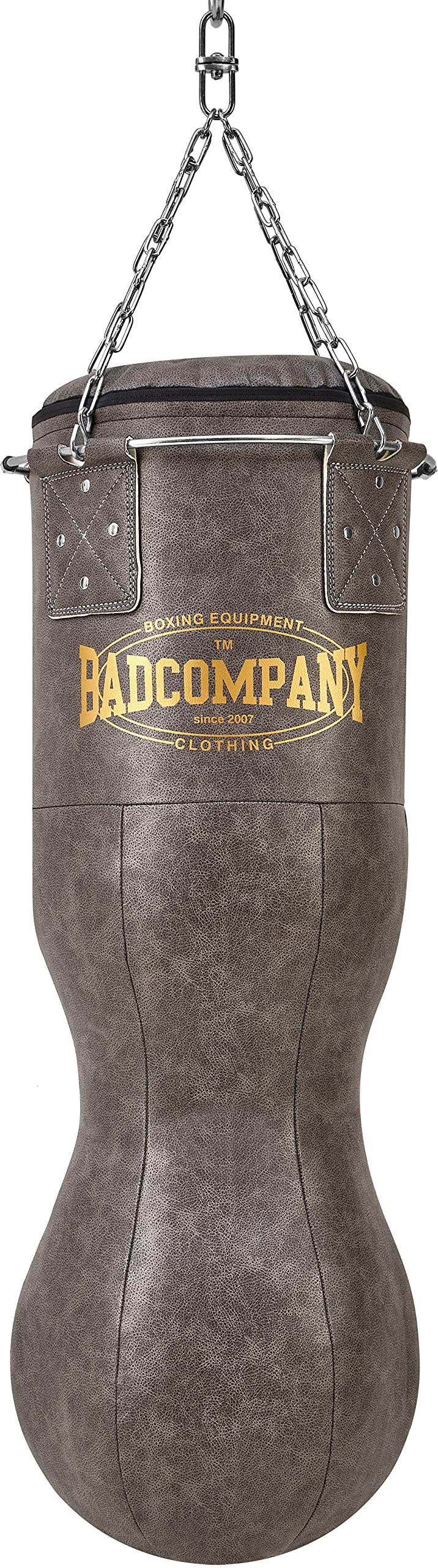 Bad Company Vintage Jab & Hook Boxsack als Erdnuss-Form inkl. Heavy Duty Vierpunkt-Stahlkette und Me